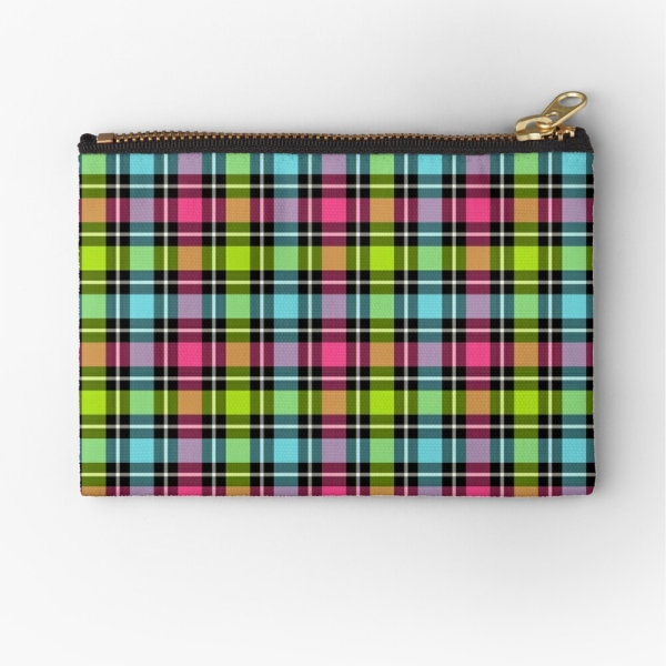 Neon checkered plaid accessory bag