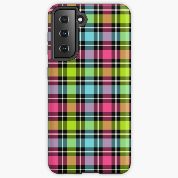 Neon Checkered Plaid Samsung Case