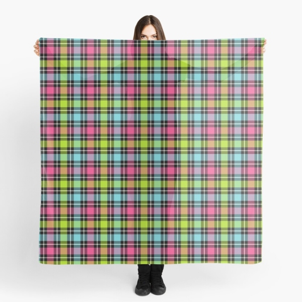 Neon checkered plaid scarf