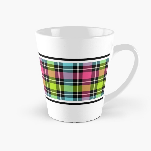 Neon checkered plaid tall mug