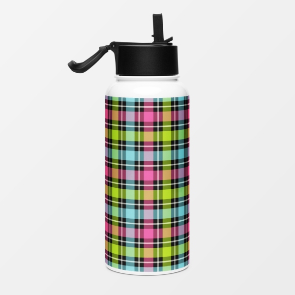 Neon checkered plaid water jug