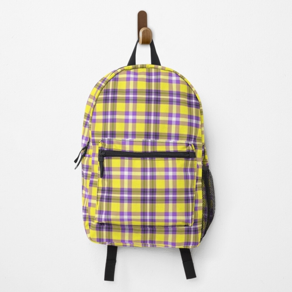 Bright Yellow and Purple Plaid Backpack
