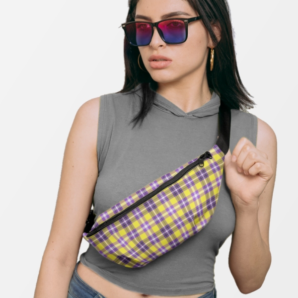 Bright Yellow and Purple Plaid Fanny Pack