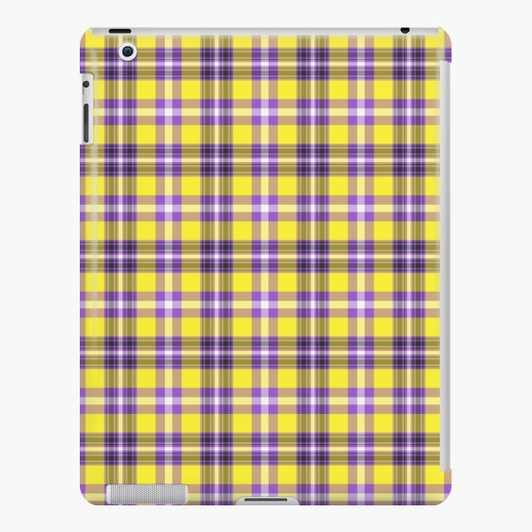 Bright yellow and purple plaid iPad case