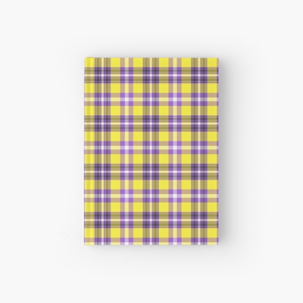 Bright yellow and purple plaid hardcover journal