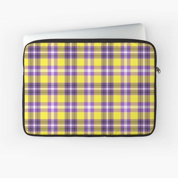 Bright yellow and purple plaid laptop sleeve