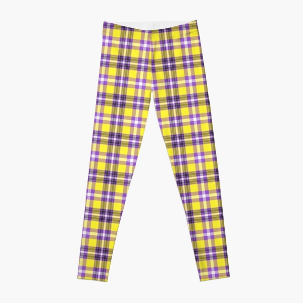 Bright yellow and purple plaid leggings