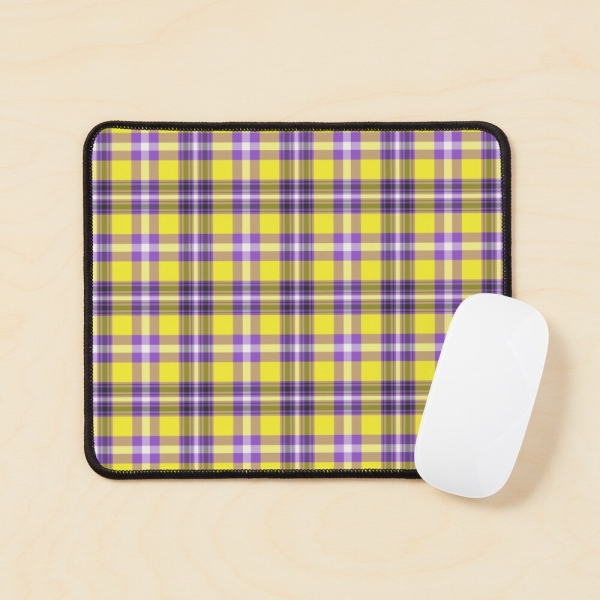 Bright yellow and purple plaid mouse pad