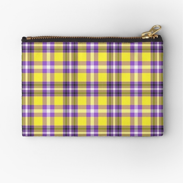 Bright yellow and purple plaid accessory bag