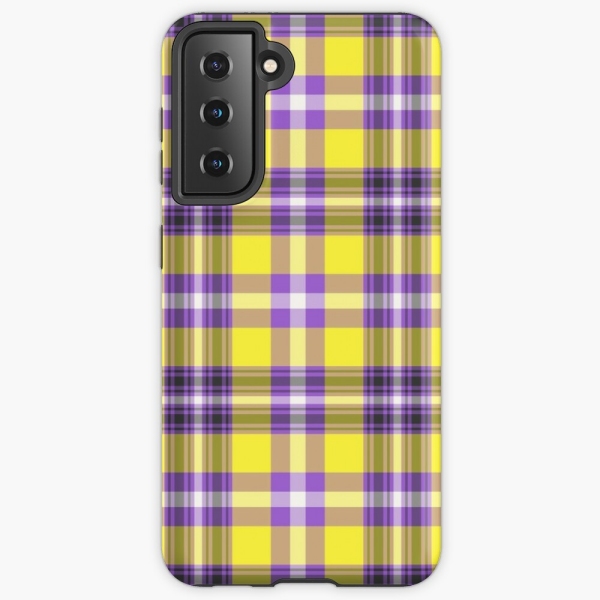 Bright yellow and purple plaid Samsung Galaxy case