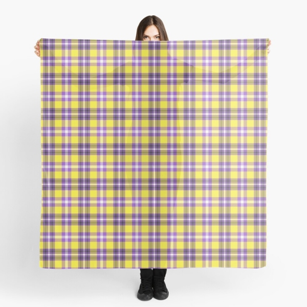 Bright yellow and purple plaid scarf