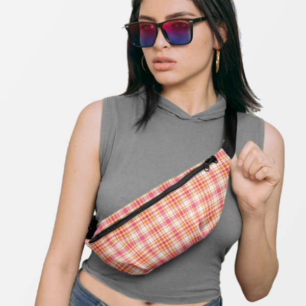 Orange and Hot Pink Plaid Fanny Pack