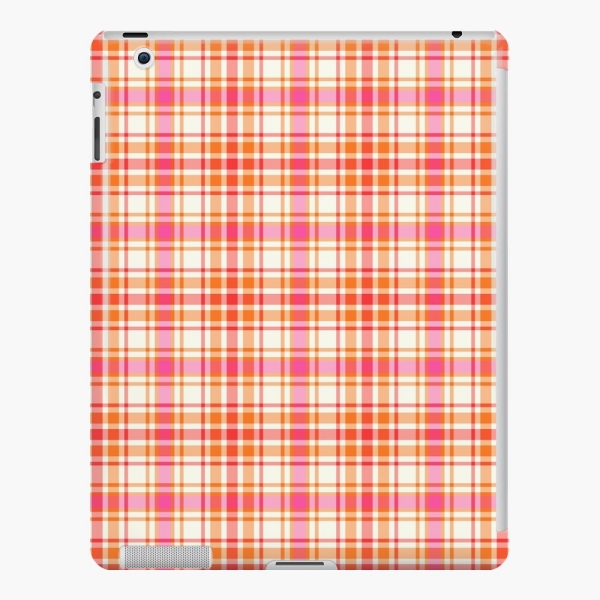 Bright orange and hot pink plaid iPad case