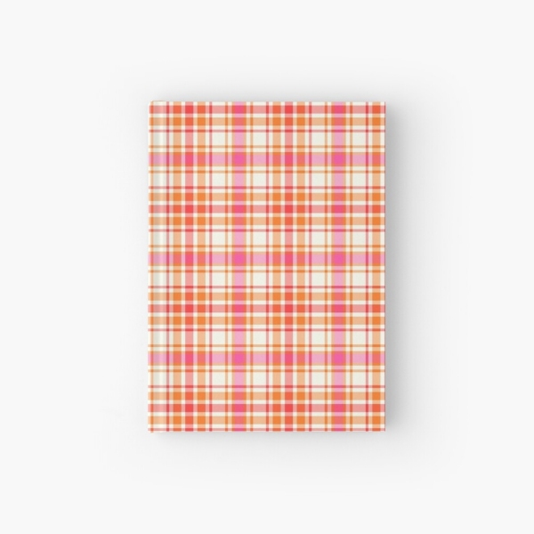 Bright orange and hot pink plaid hardcover journal