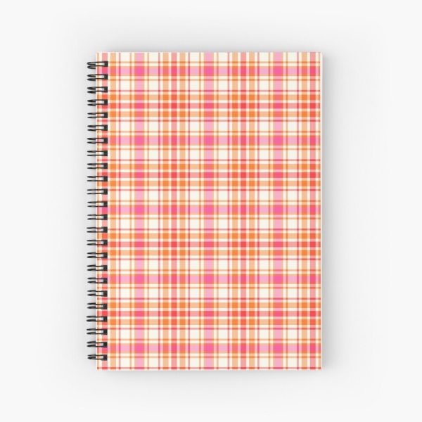 Orange and Hot Pink Plaid Notebook