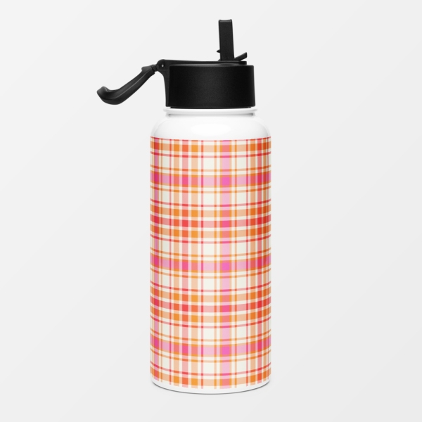 Bright orange and hot pink plaid water jug