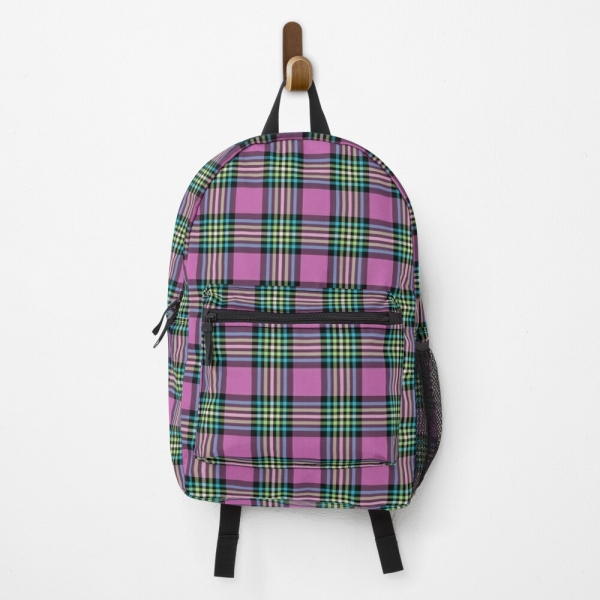 Orchid and Turquoise Plaid Backpack