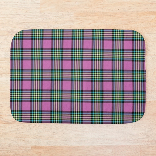 Light purple and turquoise plaid floor mat