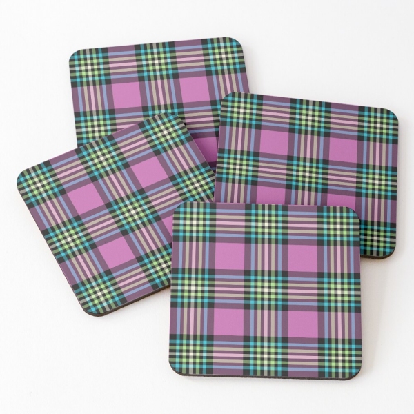Orchid and Turquoise Plaid Coasters
