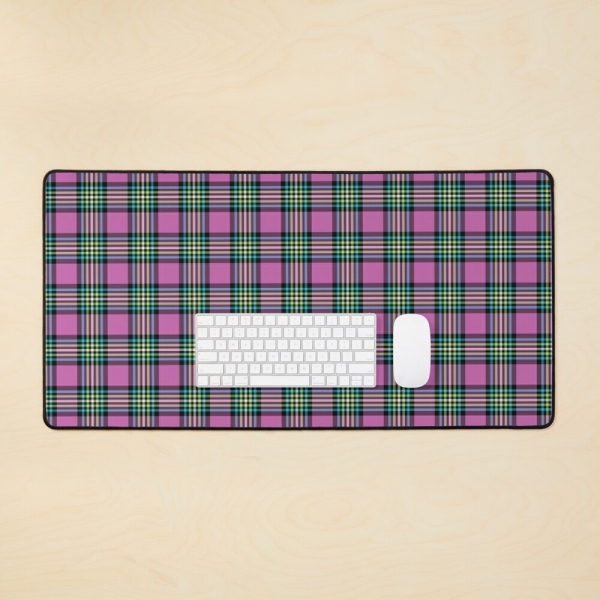 Orchid and Turquoise Plaid Desk Mat