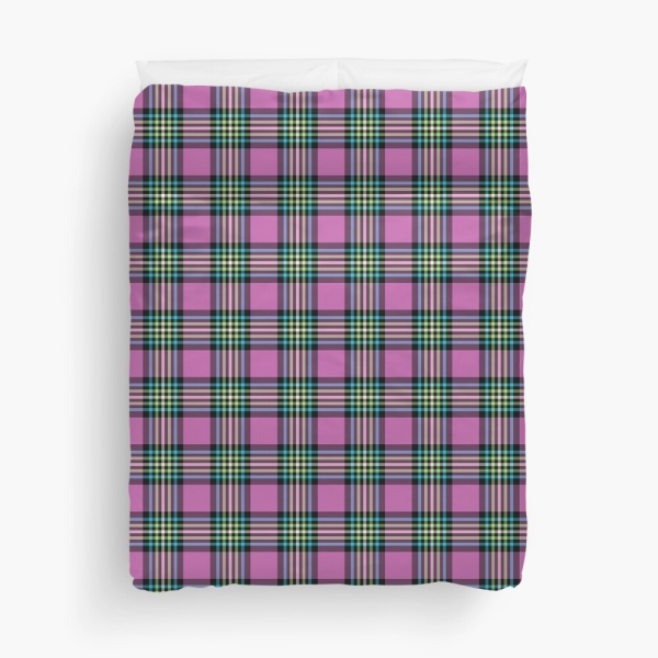 Light purple and turquoise plaid duvet cover