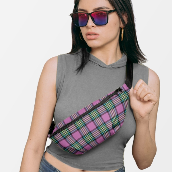 Purple and Turquoise Plaid Fanny Pack