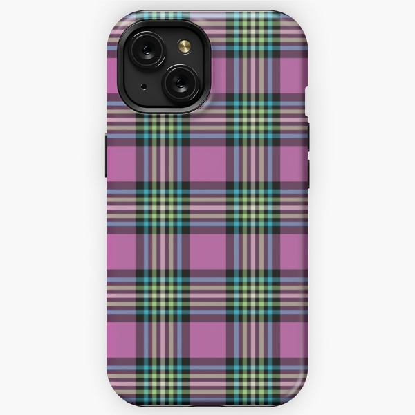 Light purple and turquoise plaid iPhone case