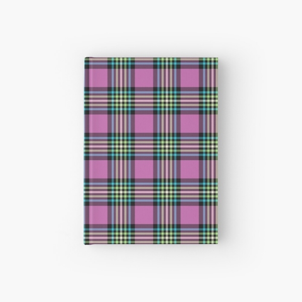 Light purple and turquoise plaid hardcover journal