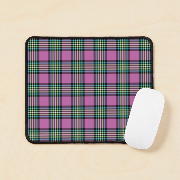 Light purple and turquoise plaid mouse pad