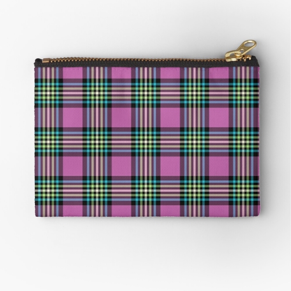 Light purple and turquoise plaid accessory bag