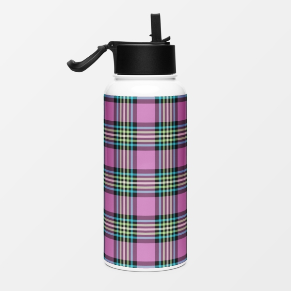 Light purple and turquoise plaid water jug