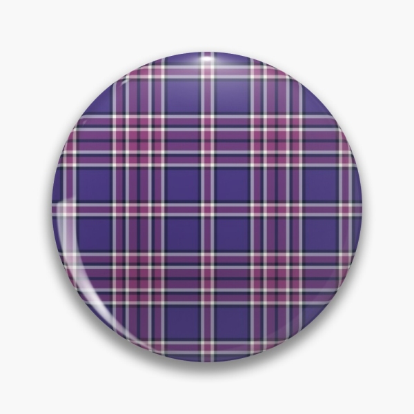 Purple plaid pinback button