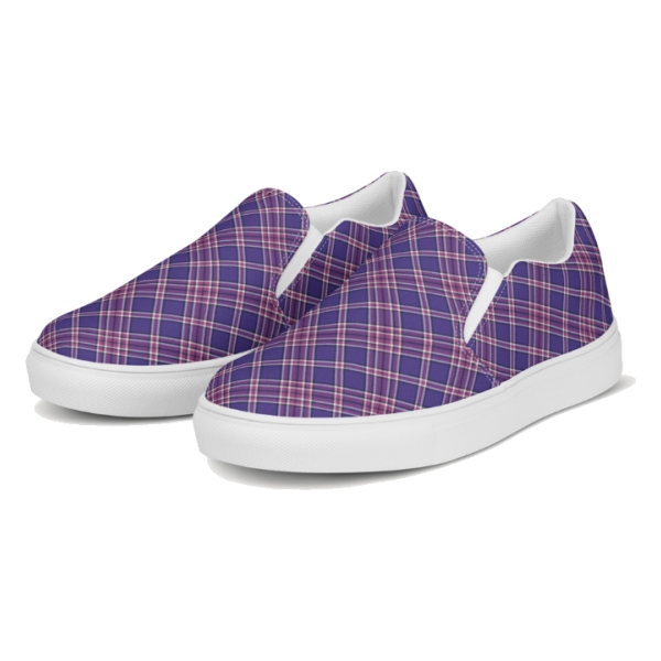Purple orchid and violet plaid women's slip-on shoes