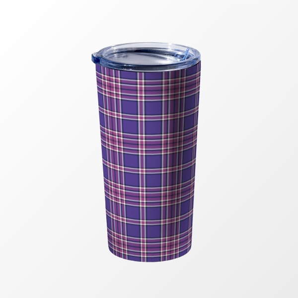 Purple plaid travel mug