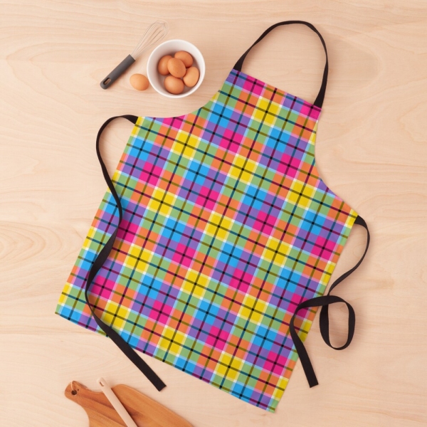 Hot Pink, Turquoise, and Yellow Plaid Apron