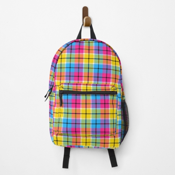 Hot Pink, Turquoise, and Yellow Plaid Backpack