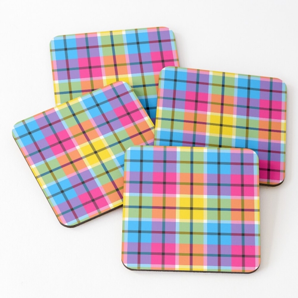 Hot Pink, Turquoise, and Yellow Plaid Coasters