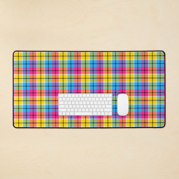 Hot Pink, Turquoise, and Yellow Plaid Desk Mat