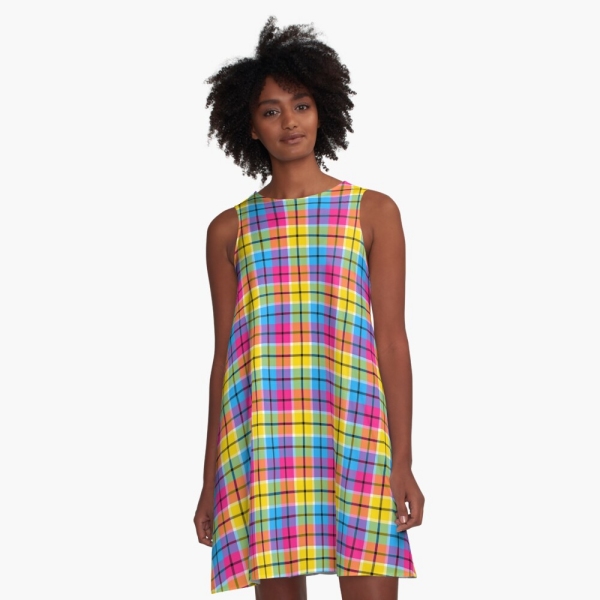 Hot Pink, Turquoise, and Yellow Plaid Dress