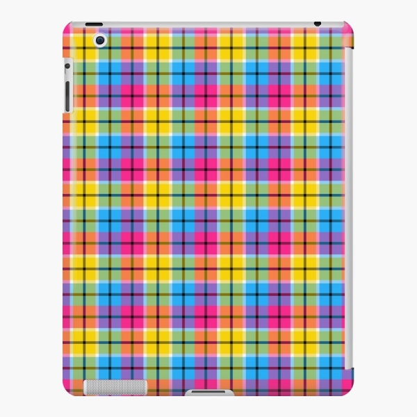 Hot pink, turquoise, and yellow plaid iPad case