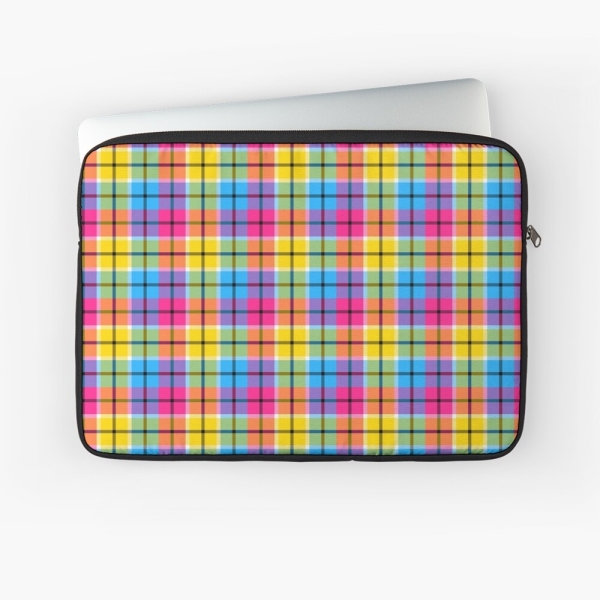 Hot Pink, Turquoise, and Yellow Plaid Laptop Case