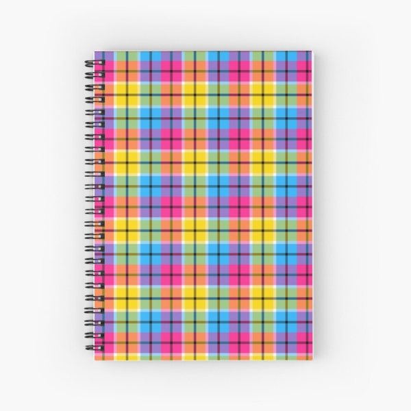 Hot Pink, Turquoise, and Yellow Plaid Notebook