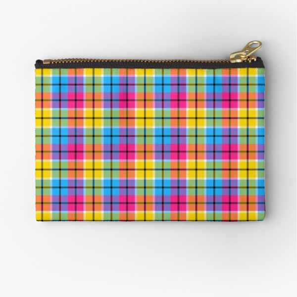 Hot pink, turquoise, and yellow plaid accessory bag