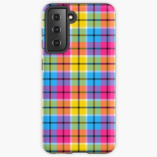 Hot Pink, Turquoise, and Yellow Plaid Samsung Case