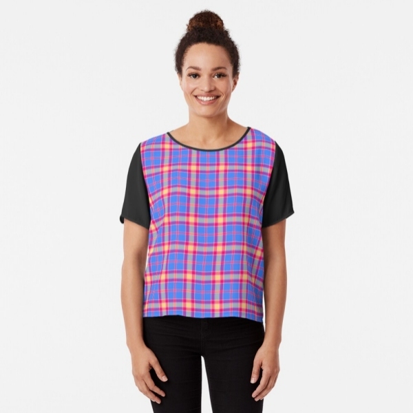 Bright Blue, Hot Pink, and Yellow Plaid Top