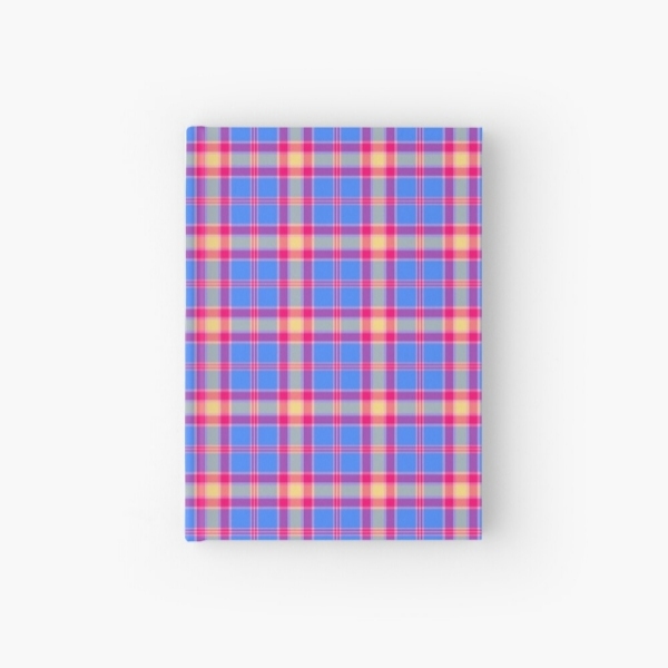 Bright blue, hot pink, and yellow plaid hardcover journal