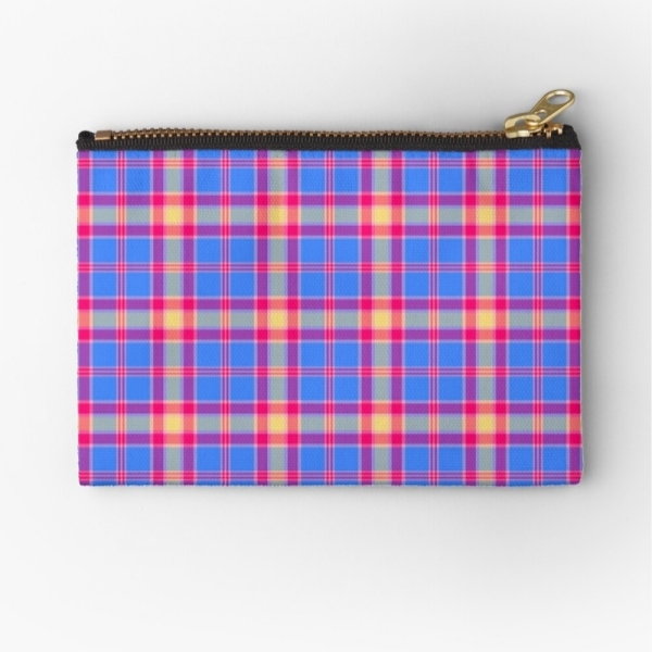 Bright blue, hot pink, and yellow plaid accessory bag