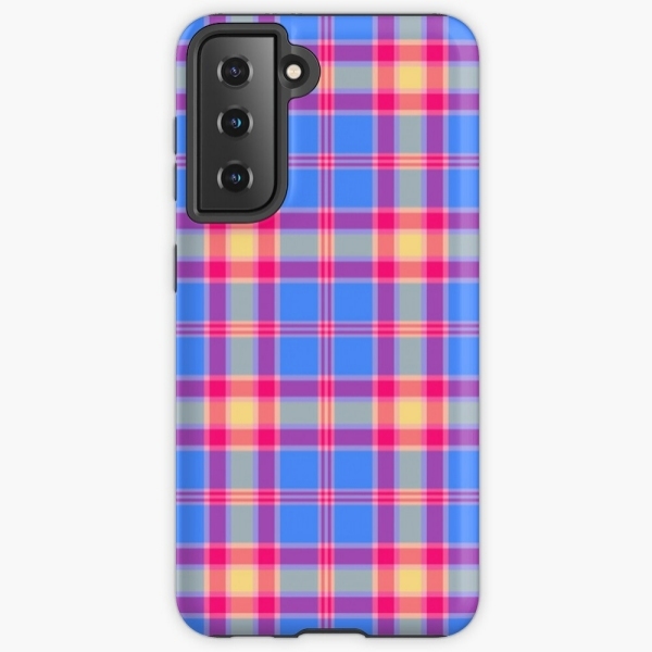 Bright Blue, Hot Pink, and Yellow Plaid Samsung Case