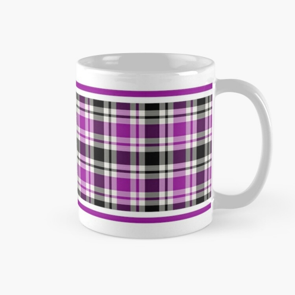 Bright purple, black, and white plaid classic mug