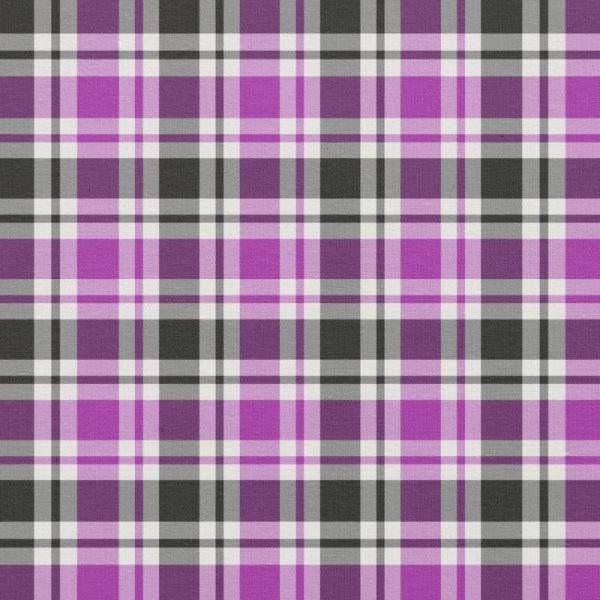 Bright purple, black, and white plaid fabric